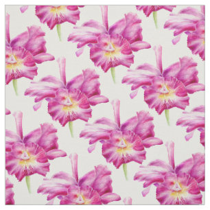 Tissu Motif répétitif en aquarelle botanique d'orchidée 