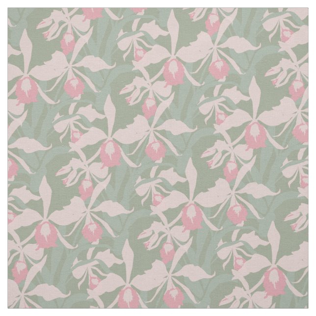 Tissu Motif répétitif graphique botanique d'orchidée ros (Échantillon)