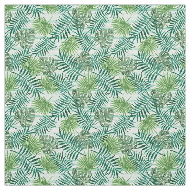 Tissu Motif rétro-chic Tropical Green Palm (Échantillon)