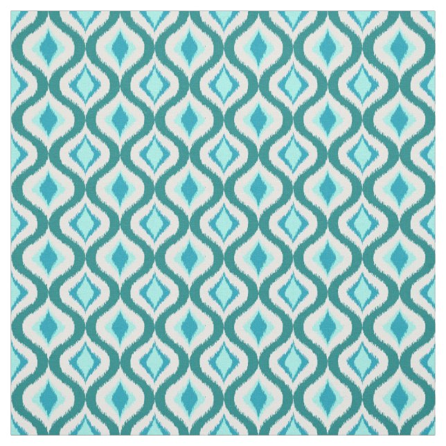 Tissu Motif Retro Chic Turquoise Aqua Turquoise Ikat (Échantillon)