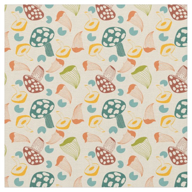 Tissu Motif rétro du champignon du milieu du siècle  (Fermer)