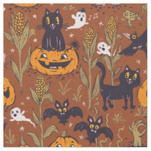 Tissu Motif rétro Halloween dans un style vintage.