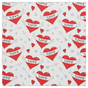 Tissu Motif Retro Love Hearts