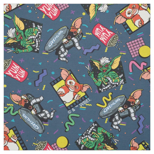 Tissu Motif Rétro-onde Gremlins™ 80's (Échantillon)