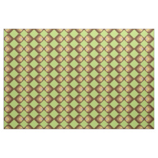 Tissu Motif rétro vert brun
