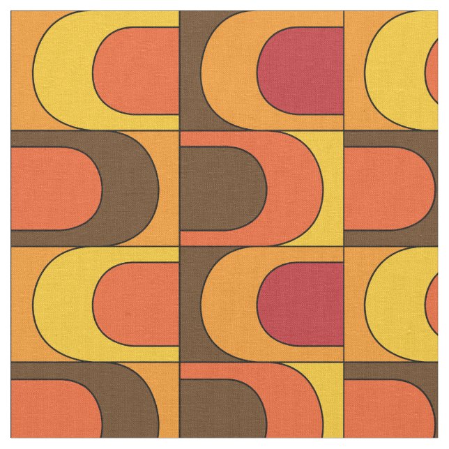 Tissu Motif rétro Vintage Mod Orange (Fermer)