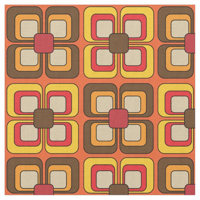 Tissu Motif rétro Vintage Mod Orange (Fermer)