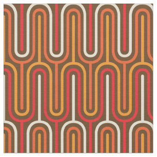 Tissu Motif rétro Vintage Mod Orange