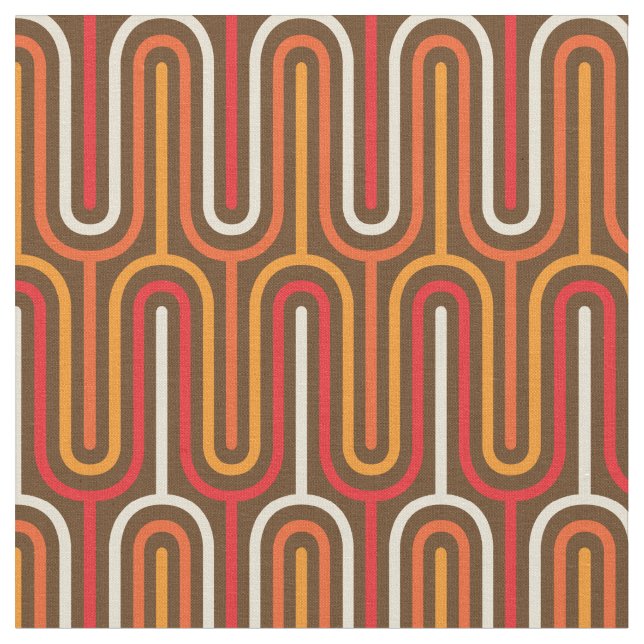 Tissu Motif rétro Vintage Mod Orange (Fermer)