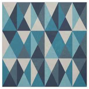 Tissu Motif Rhombic bleu blanc noir
