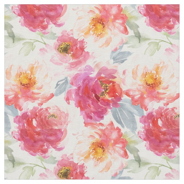 Tissu Motif rose Aquarelle Peony (Fermer)