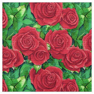 Tissu Motif Rose couleur rouge/Crimson