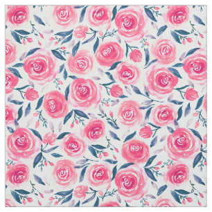 Tissu Motif Rose d'aquarelle rose
