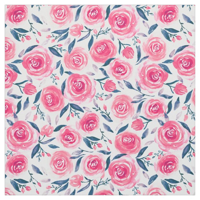 Tissu Motif Rose d'aquarelle rose (Échantillon)