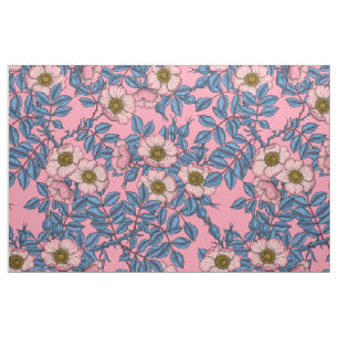 Tissu Motif rose de chien