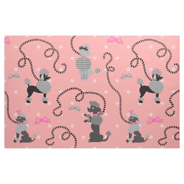 Tissu Motif rose de jupe de caniche rétro et noir de les (Fat Quarter)