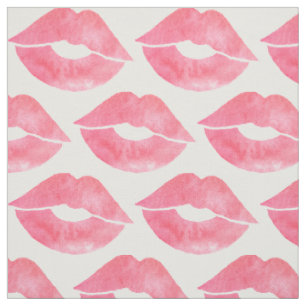 Tissu Motif rose de lèvres de regard d'aquarelle
