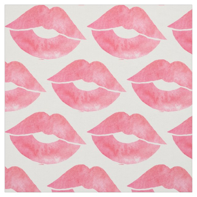 Tissu Motif rose de lèvres de regard d'aquarelle (Échantillon)