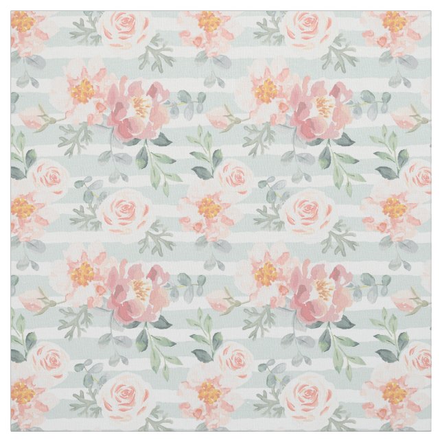 Tissu Motif rose de rayure d'Alicia (Échantillon)