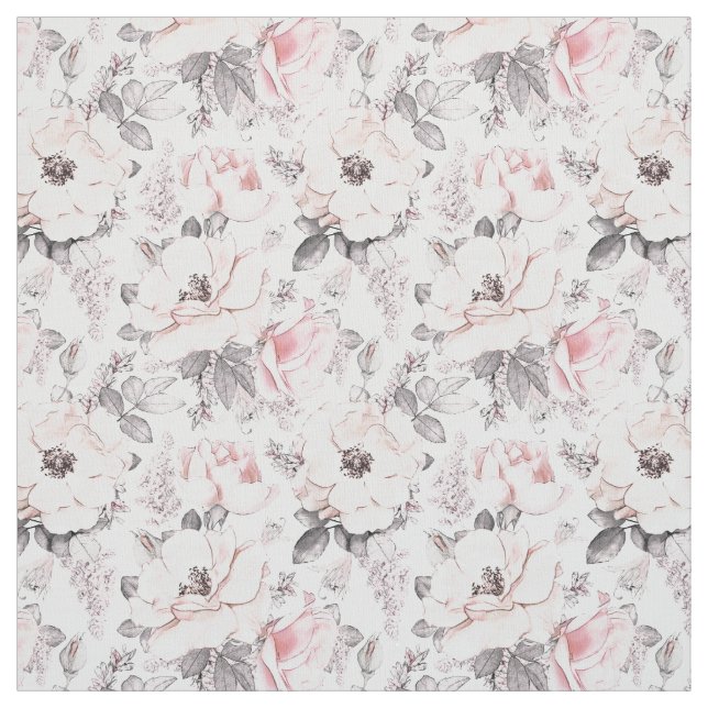 Tissu Motif rose et gris classique (Échantillon)