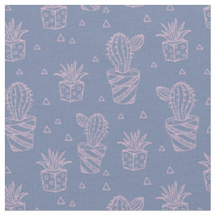 Tissu Motif rose et pourpre de cactus de bande dessinée
