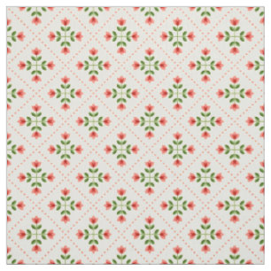 Tissu Motif rose et vert floral d'art populaire