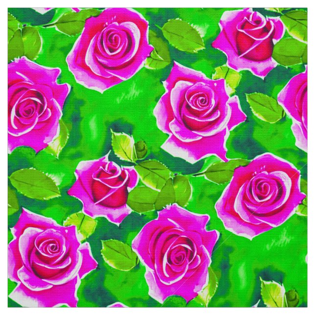 Tissu Motif Rose Fuchsia Pink (Échantillon)