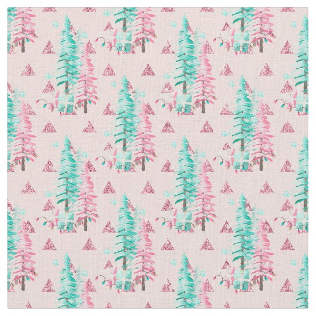 Tissu Motif rose sapin de Noël (Fermer)