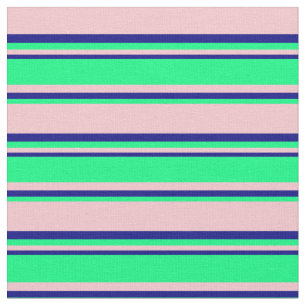 Tissu Motif rose, vert et bleu à rayures