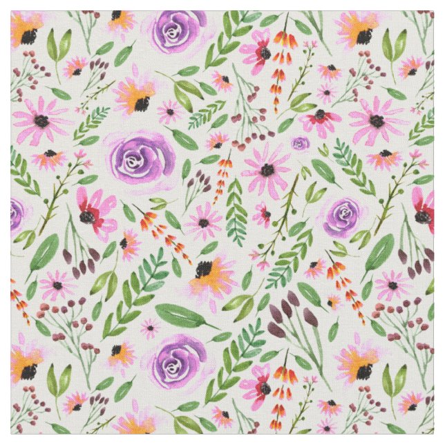 Tissu motif roses et flûtes d'aquarelle (Fermer)