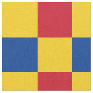 Tissu Motif rouge, bleu et jaune de damier