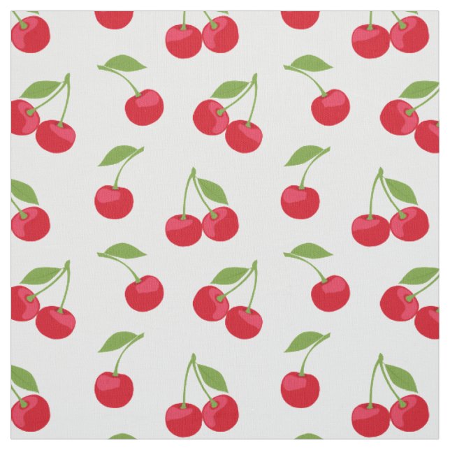 Tissu Motif rouge cerise sur blanc (Échantillon)