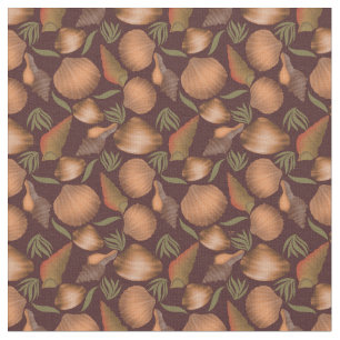 Tissu Motif rouge de coquillages marins