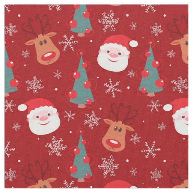 Tissu Motif rouge de Noël (Fermer)
