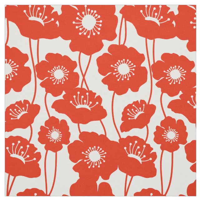 Tissu Motif rouge de pavots (Échantillon)