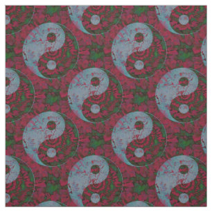 Tissu Motif rouge de Yin Yang