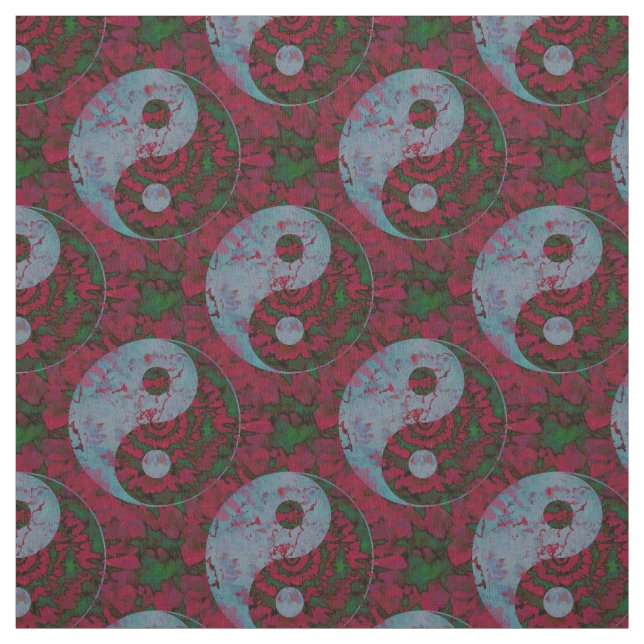 Tissu Motif rouge de Yin Yang (Échantillon)