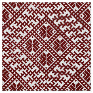Tissu Motif rouge et blanc letton traditionnel de