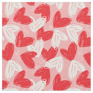 Tissu Motif rouge et blanc moderne mignon de coeurs