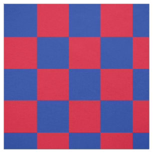 Tissu Motif rouge et bleu de damier