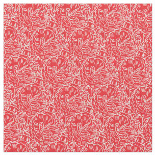 Tissu Motif rouge graphique d'art de fleur d'oeillet