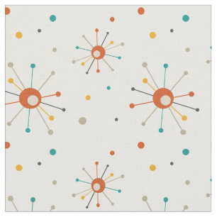 Tissu Motif rouge jaune étoile atomique du milieu du siè