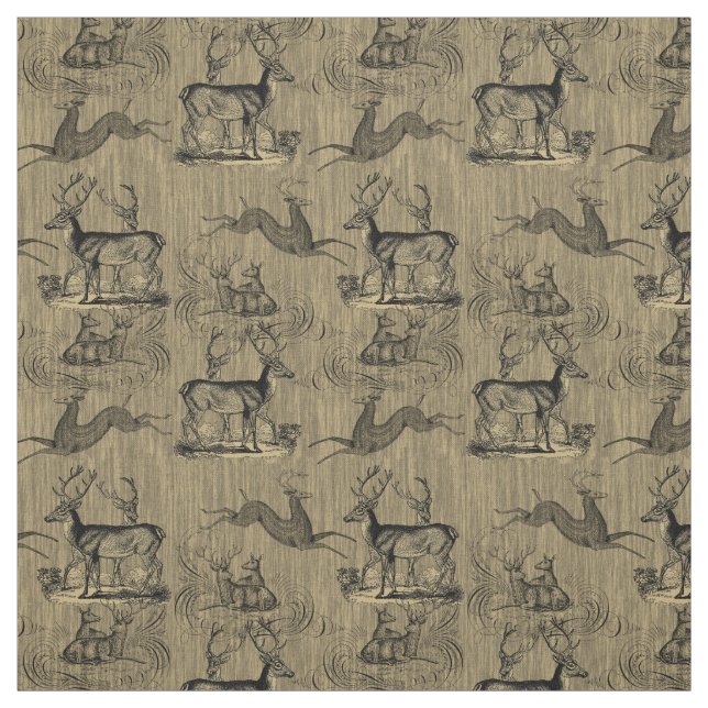 Tissu Motif Rustique Vintage Deer (Échantillon)