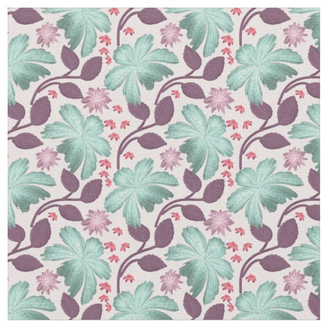 Tissu Motif sans couture botanique à l'aquarelle Feuille (Fermer)