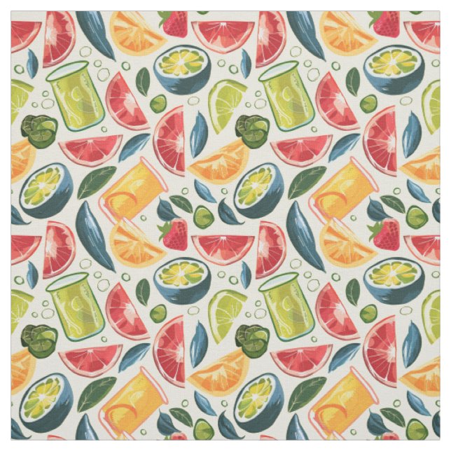Tissu Motif sans couture de fruits et jus d'agrumes (Échantillon)