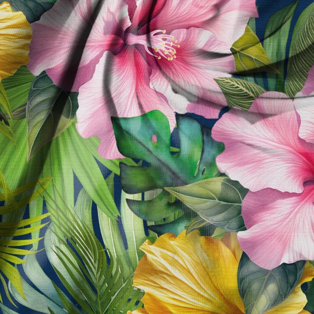 Tissu Motif sans couture de jungle d'Hibiscus (Créateur téléchargé)
