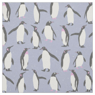 Tissu Motif sans couture de pingouins d'hiver + vos