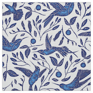 Tissu Motif sans couture d'oiseaux bleus de Delft