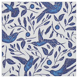 Tissu Motif sans couture d'oiseaux bleus de Delft