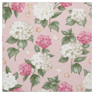 Tissu Motif sans couture floral d'hortensia rose blanc